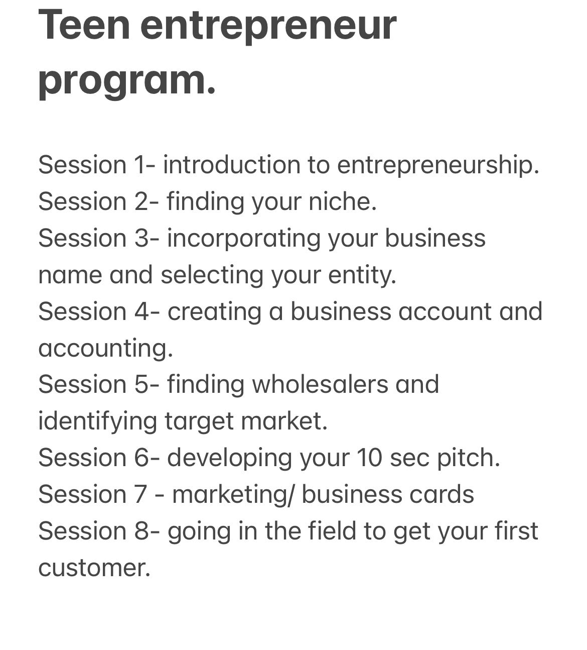 Entrepreneurship Class